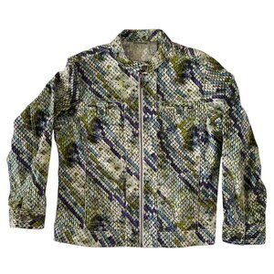 Chico’s Snakeskin Pattern Biker  Full Zip Jacket Size 2(US 12) Purple, Blue,Gree